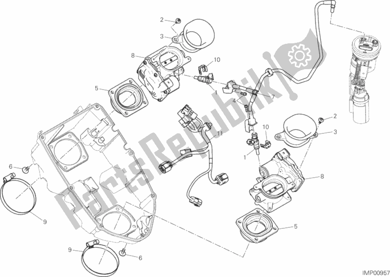 All parts for the Throttle Body of the Ducati Multistrada 1200 ABS Thailand 2017